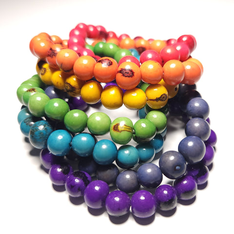 Rainbow - Chakras - Acai Seeds Bracelet Set