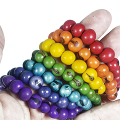 Rainbow - Chakras - Acai Seeds Bracelet Set - With Pouch
